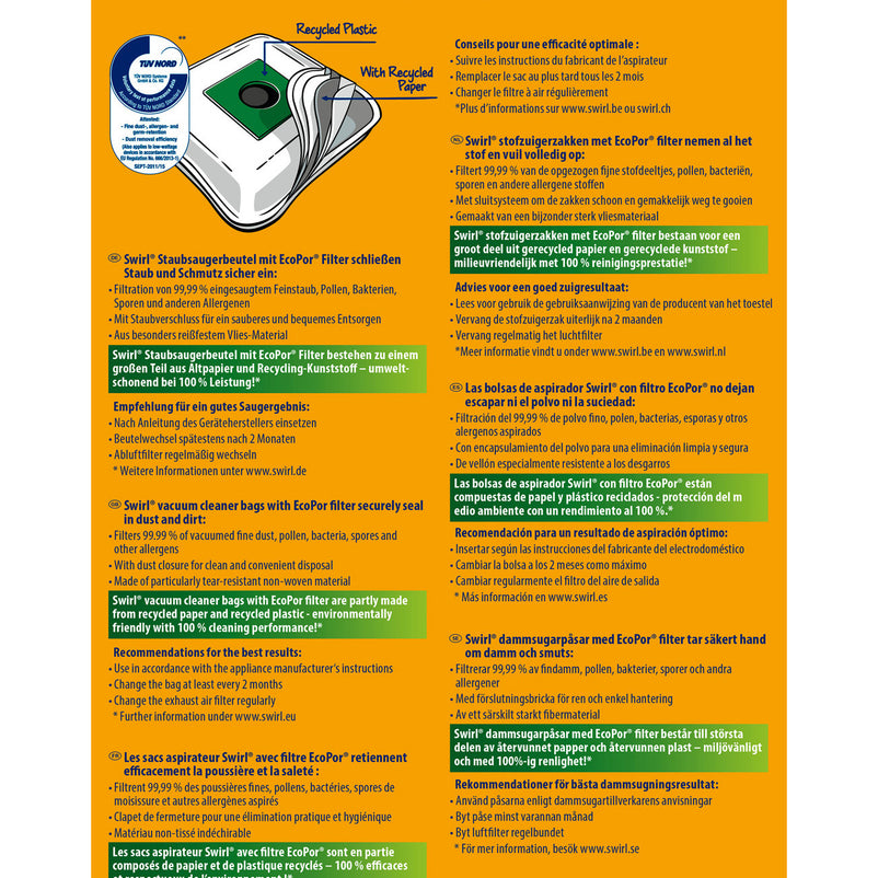 SWIRL® STOFZUIGERZAK M50® (10 zakken + 2 deo)